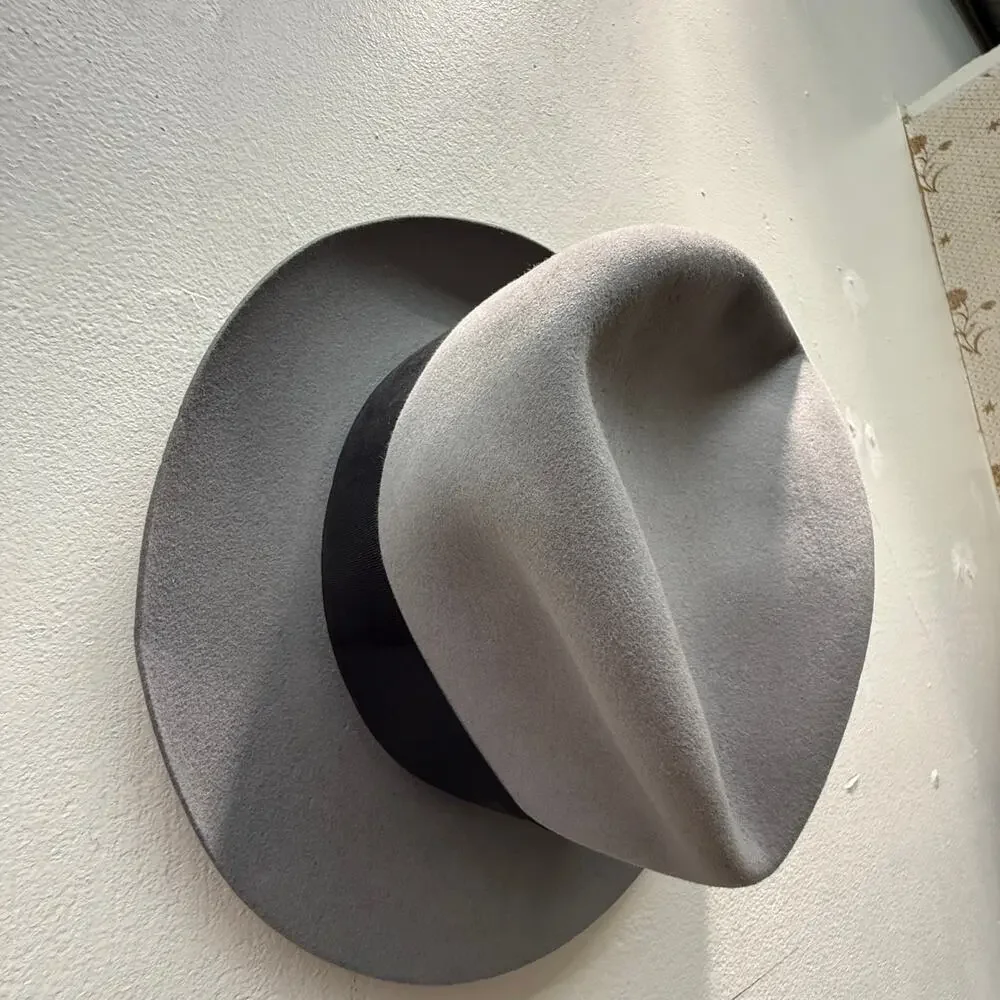 Vintage 1920s Fedora J.T. Hardeman Hat 6-7/8 Grey Black Formal